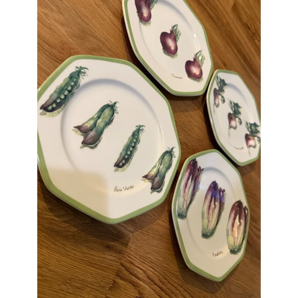 🥬 Williams-Sonoma Vegetable Garden Salad Plates – Set of 4 – 8.25